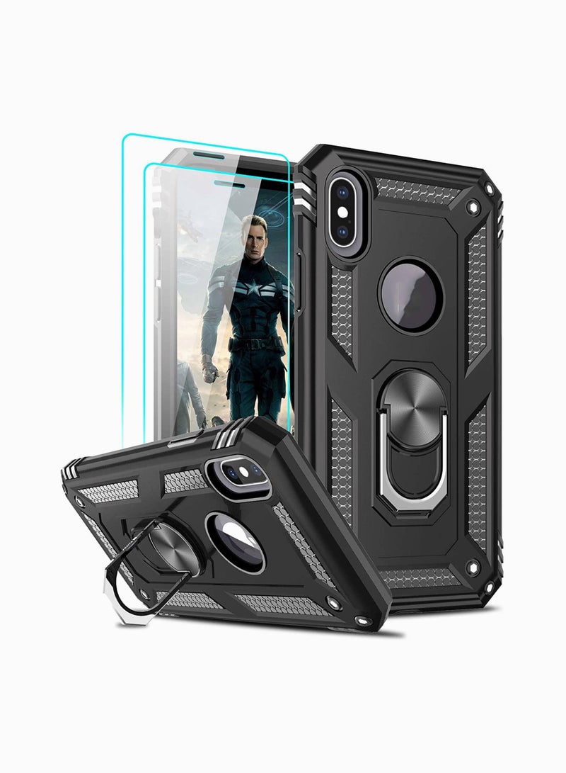 Y&D Fit for iPhone X Case, Case Women Men, [Military-Grade] Phone with Ring Kickstand Apple X/Xs, Metal Rotating Holder - Image 1