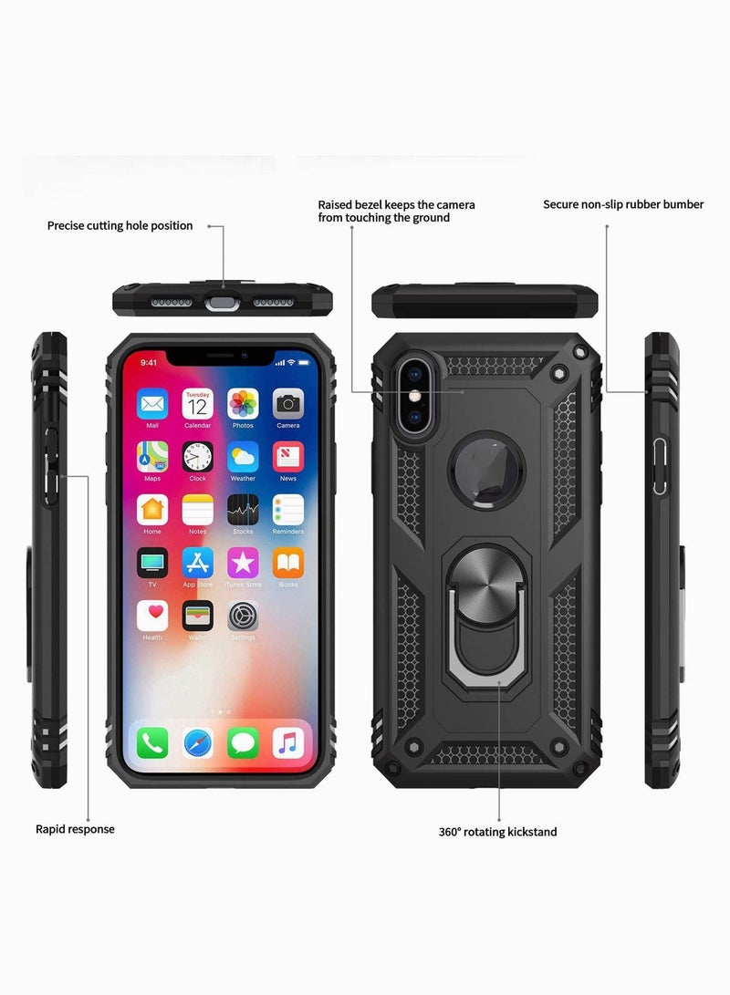 Y&D Fit for iPhone X Case, Case Women Men, [Military-Grade] Phone with Ring Kickstand Apple X/Xs, Metal Rotating Holder - Image 2