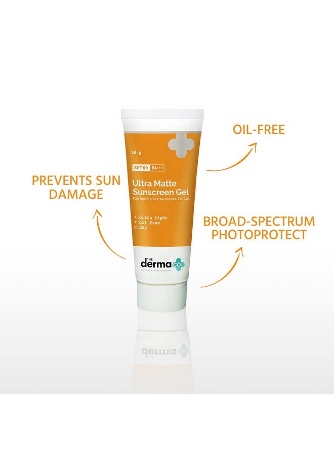 THE derma Co The Derma Co Ultra Matte Sunscreen Gel with SPF 60 & PA+++ | Broad Spectrum Protection | Helps Prevent Sun Damage | Oil-Free Formula for Acne-Prone Skin | 1.76 Oz/50g  - Image 3