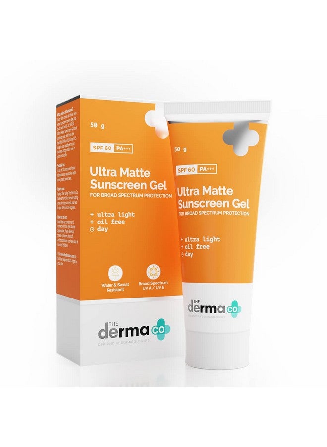 THE derma Co The Derma Co Ultra Matte Sunscreen Gel with SPF 60 & PA+++ | Broad Spectrum Protection | Helps Prevent Sun Damage | Oil-Free Formula for Acne-Prone Skin | 1.76 Oz/50g  - Image 1
