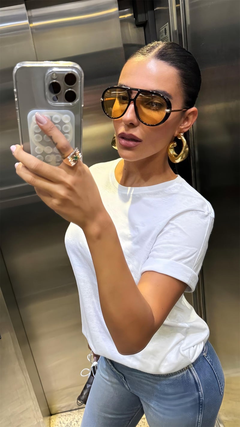 GUVIVI Retro Gold Aviator Sunglasses for Women Men, 2026 Metal Oversized 70s Aviators Black Vacation Beach Sun Glasses - Image 2