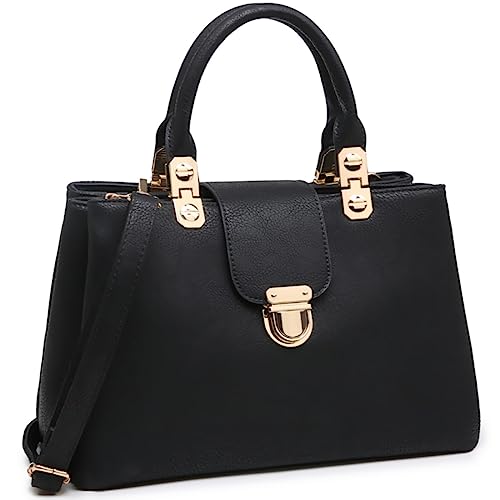 Dasein Women Satchel Handbags Top Handle Purse Medium Tote Bag Vegan Leather Shoulder Bag Black - Image 1