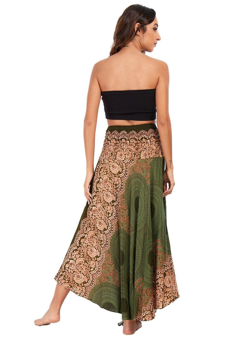 Loquat - Casual Dress Half Skirt Beach Vacation Skirt Two Dresses Full Skirt gREEN - Image 1