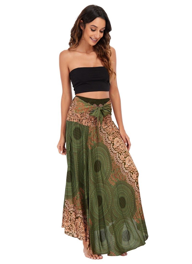 Loquat - Casual Dress Half Skirt Beach Vacation Skirt Two Dresses Full Skirt gREEN - Image 1