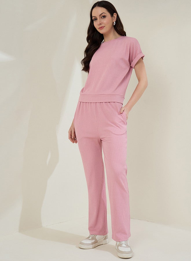 StyleStone طقم علوي وسروال بتصميم ذاتي باللون الوردي من ستايل ستون - Image 4