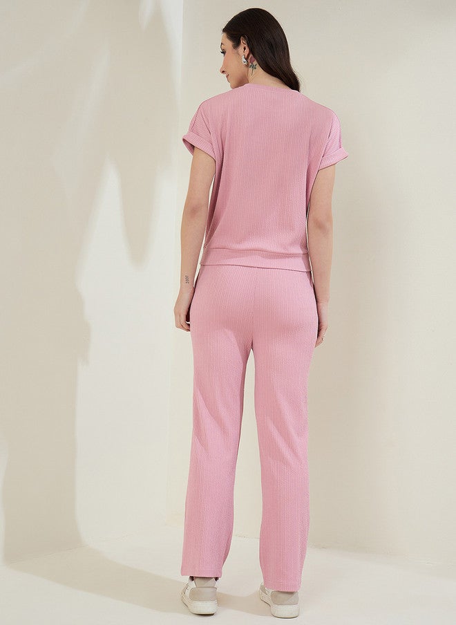 StyleStone طقم علوي وسروال بتصميم ذاتي باللون الوردي من ستايل ستون - Image 5