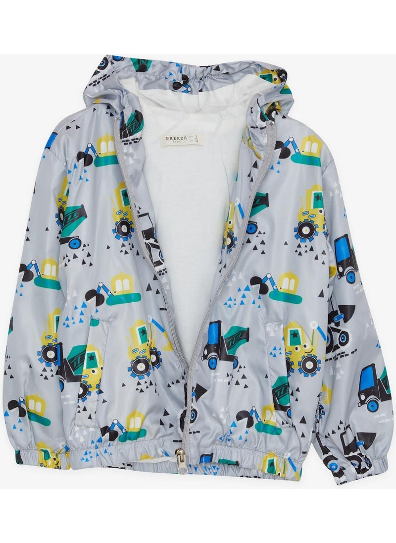 Breeze Girls & Boys Boy's Raincoat Cheerful Business Machines Patterned 1-5 Years, Gray  - Image 2