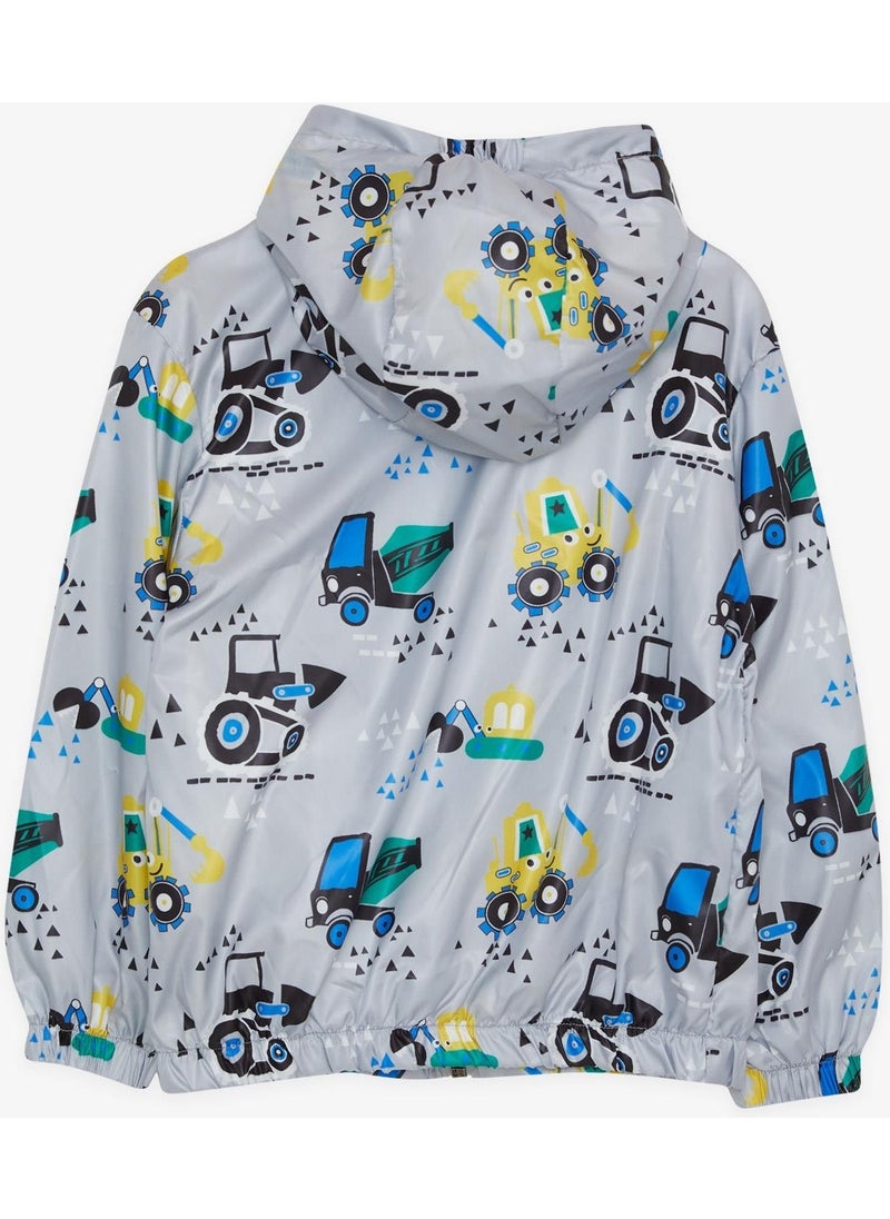Breeze Girls & Boys Boy's Raincoat Cheerful Business Machines Patterned 1-5 Years, Gray  - Image 3