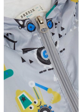 Breeze Girls & Boys Boy's Raincoat Cheerful Business Machines Patterned 1-5 Years, Gray  - Image 4