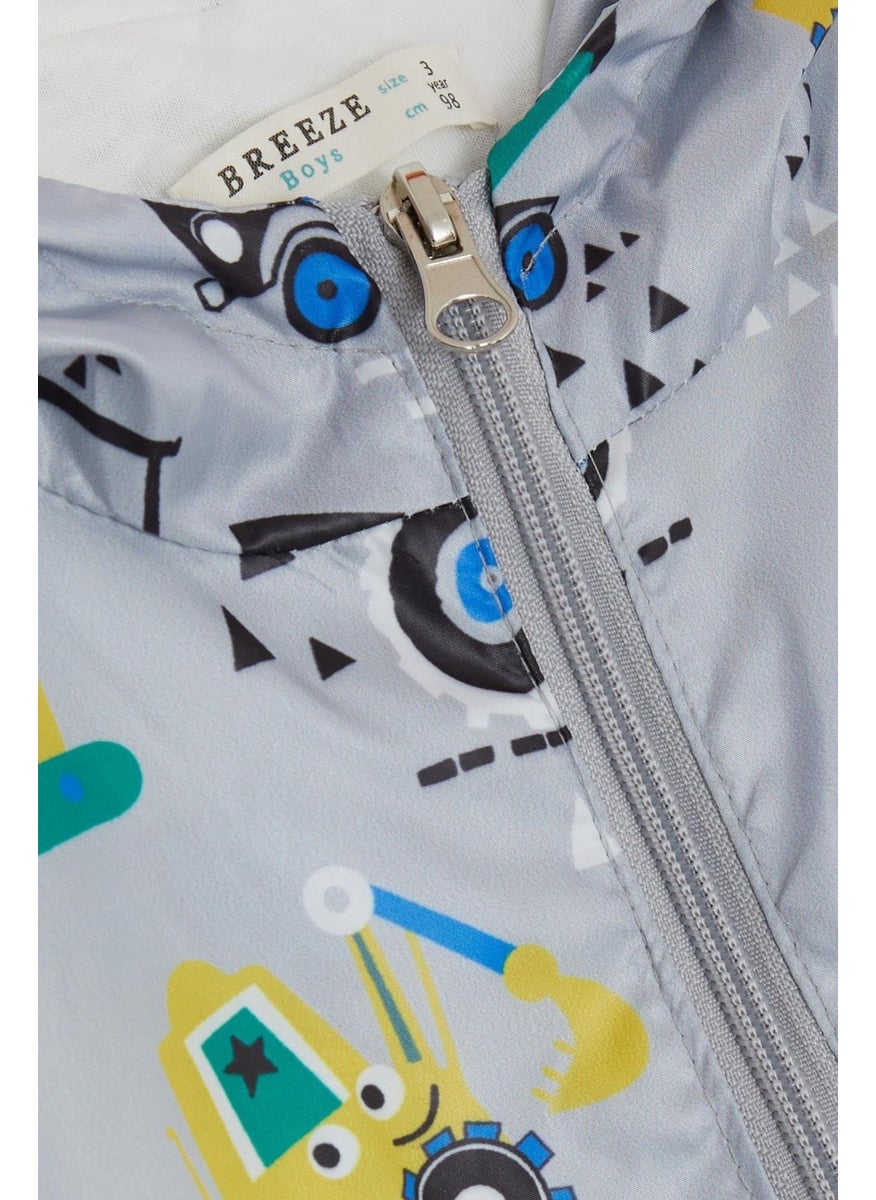 Breeze Girls & Boys Boy's Raincoat Cheerful Business Machines Patterned 1-5 Years, Gray  - Image 4