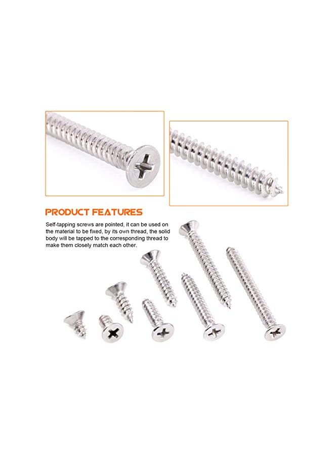 Rustark 150Pcs [#10 3/8" to 1-3/4"] 304 Stainless Steel Flat Head Phillips Cross Wood Screw Self Tapping Drilling Screws Assortment Kit - Image 4