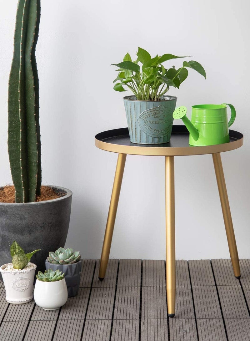 AOJEZOR Metal Coffee Table, Side Table, Coffee Table for Living Room Bedroom, Iron, Suitable for Anywhere, Height 46cm (18.1"), Table Top Diameter 43cm (16.9"), Black Top - Image 3