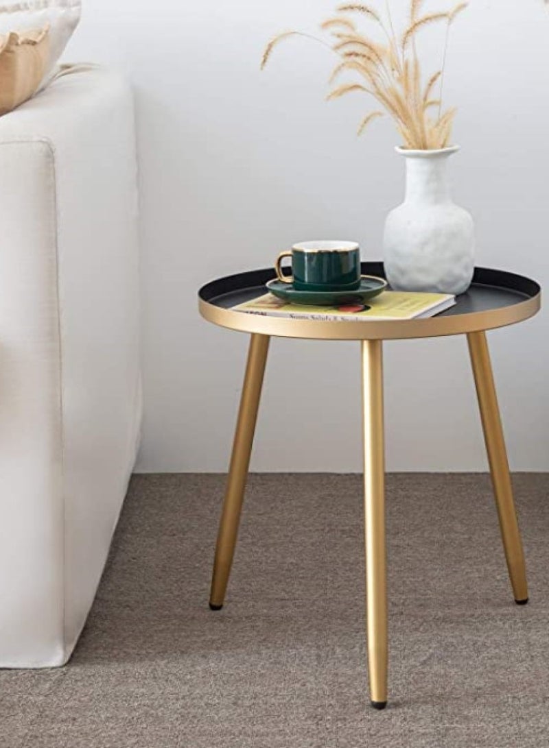 AOJEZOR Metal Coffee Table, Side Table, Coffee Table for Living Room Bedroom, Iron, Suitable for Anywhere, Height 46cm (18.1"), Table Top Diameter 43cm (16.9"), Black Top - Image 5