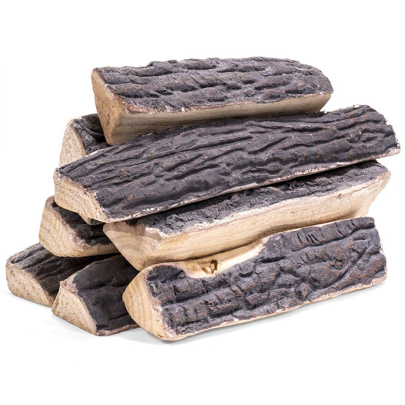Barton Barton 8Pieces Realistic Ceramic Wood Log Set Ash Wood Style Stackable Logs Gas Heat Resistant OutdoorIndoor Fireplace Fire Wood Fake Logs 8PCS 