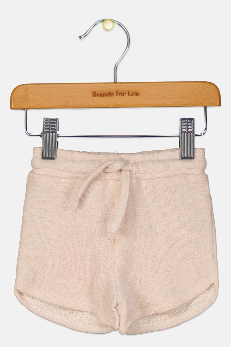 Fox Toddlers Girl Mettalic Drawstring Basic Shorts, Peach - Image 1