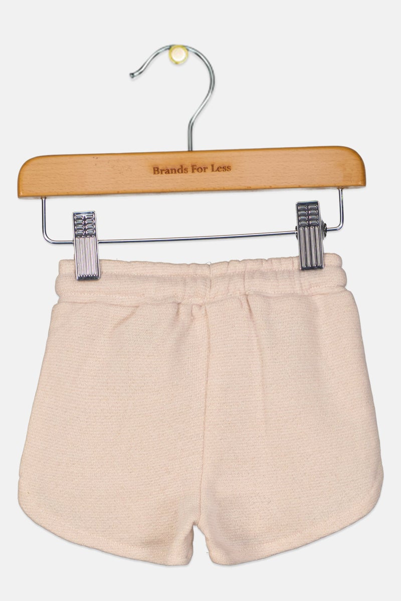 Fox Toddlers Girl Mettalic Drawstring Basic Shorts, Peach - Image 2