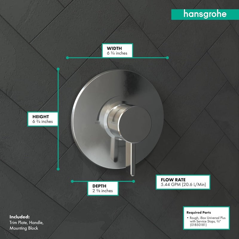 Hansgrohe Ecostat Modern 1-Handle Shower Valve in Chrome - 7-Inch Wide Pressure Balance Trim - Image 4