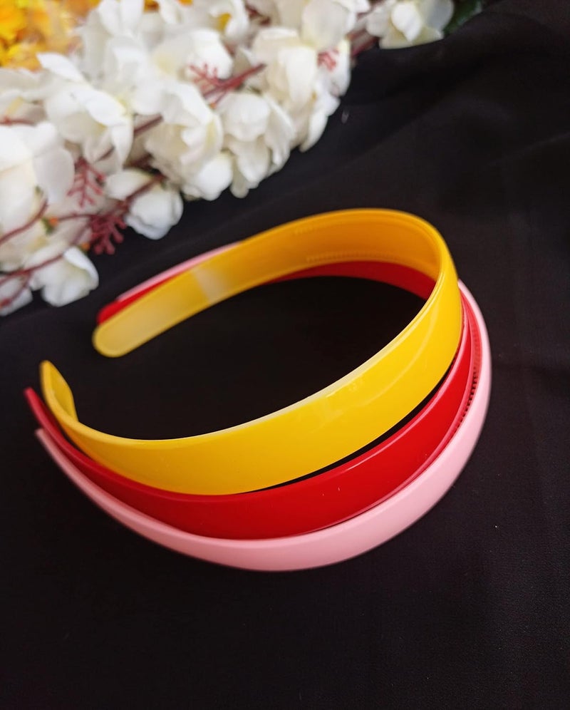 RedChimes Multicolor Simple Fancy 20 mm Wide Plastic Teeth Comb Shine Hair Bands Hair Accessories For Girls and Women Pack Of 12 - Image 4