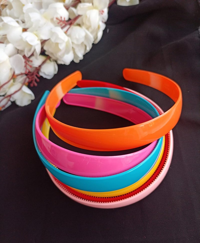 RedChimes Multicolor Simple Fancy 20 mm Wide Plastic Teeth Comb Shine Hair Bands Hair Accessories For Girls and Women Pack Of 12 - Image 5