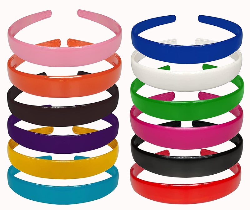 RedChimes Multicolor Simple Fancy 20 mm Wide Plastic Teeth Comb Shine Hair Bands Hair Accessories For Girls and Women Pack Of 12 - Image 1