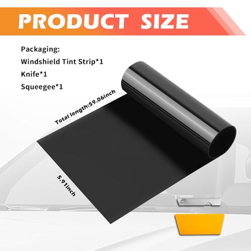 Figpade 5906x591 Car Windshield Tint Strip Kit5 VLT Car Window Tint Film for Glare Reduction with Scraper KnifeCuttable Window Tints Cars Accessories for Windshield Tints - Image 3