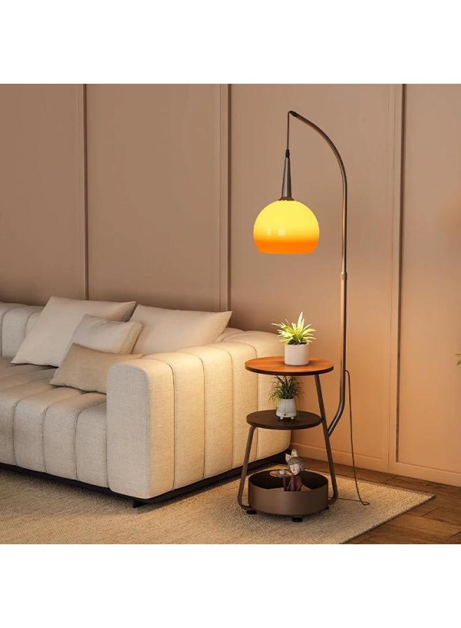 Antique Walnut Floor Lamp Storage Rack Integrated Living Room Sofa Floor Lamp Atmosphere Sense Coffee Table Fishing Lamp-Color:(walnut Color) Wireless Charging-full Spectrum-infinity Remote Control  - Image 2