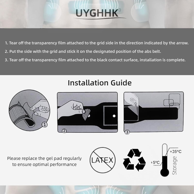 UYGHHK Gel Pads for All Abdominal Belts, Replacement Gel Sheet for Abdominal Toning System, Replacement Gel Pads - Image 4