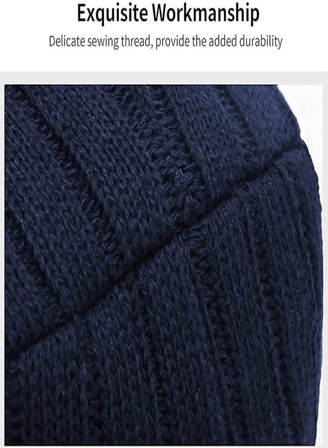 Zwerlin Wool Beanie Cap & Muffler for Mens & Women - Winter Cap for Men - Men’s Woolen Cap with Neck Muffler - Winter Muffler for Women - Soft Woolen Muffler & Cap for Men & Women Blue - Image 5