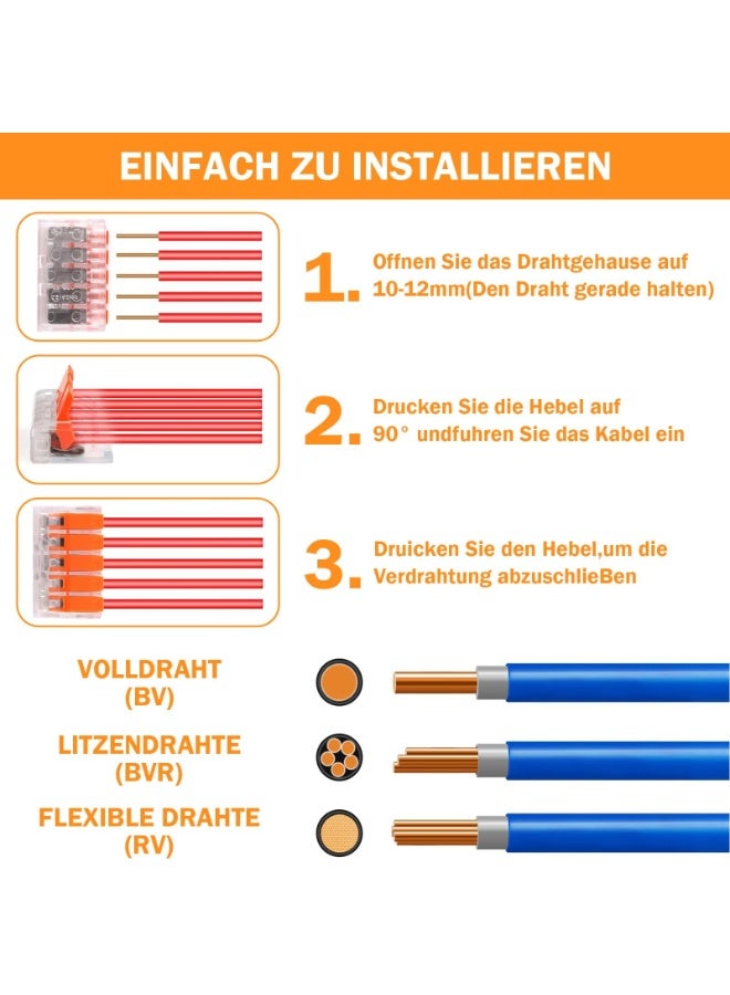 OSHIMA 60PCS Lever Wire Connectors, Cable Connectors, Connector Conductor Compact, Conductor Clamp Cable Clamps Electric, 10 pieces 5-port inputs, 20 pieces 2-port inputs and 30 pieces 3-port inputs - Image 3