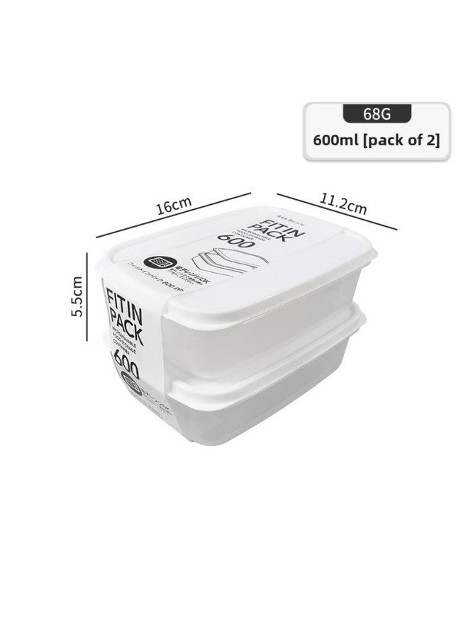 Refrigerator Fresh-keeping Box Kitchen Food Sealed Box Plastic Food Grade Lunch Box Frozen Fruit And Vegetable Refrigerator Storage Box-Specifications:Can Be Stacked 600ml*2 (the Cap Cannot Be Microwaved)  - Image 1