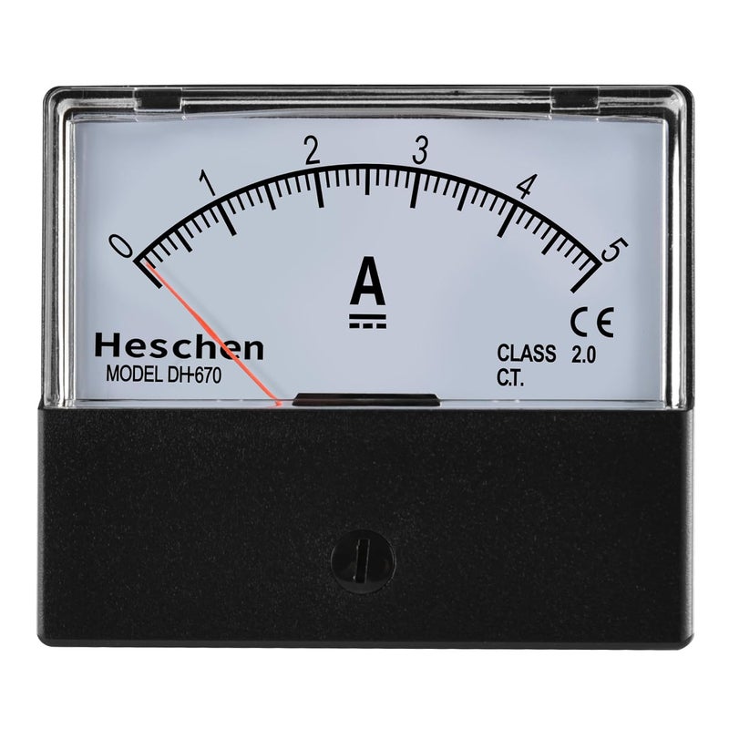 Heschen Rectangle Panel Mounted Current Meter Ammeter Tester, DH-670, DC 0-5A, Class 2.0, CE Listed - Image 1