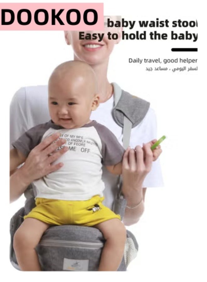 دوكو حامل مقعد الورك للطفل مع حقيبة تخزين، مقعد خصر للأطفال حديثي الولادة إلى الأطفال الصغار، مقعد خصر مريح للرضع مع حزام حزام قابل للتعديل بجيب بإبزيم تخزين داخلي ناعم قاعدة ناعمة ضخمة - Image 2