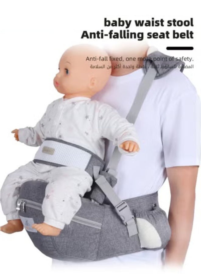 دوكو حامل مقعد الورك للطفل مع حقيبة تخزين، مقعد خصر للأطفال حديثي الولادة إلى الأطفال الصغار، مقعد خصر مريح للرضع مع حزام حزام قابل للتعديل بجيب بإبزيم تخزين داخلي ناعم قاعدة ناعمة ضخمة - Image 5