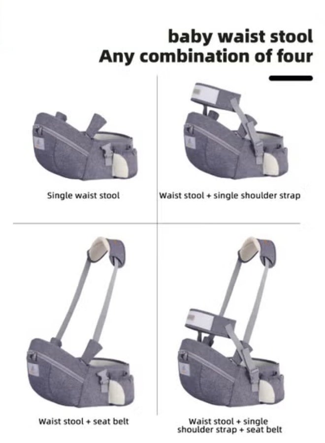 دوكو حامل مقعد الورك للطفل مع حقيبة تخزين، مقعد خصر للأطفال حديثي الولادة إلى الأطفال الصغار، مقعد خصر مريح للرضع مع حزام حزام قابل للتعديل بجيب بإبزيم تخزين داخلي ناعم قاعدة ناعمة ضخمة - Image 3