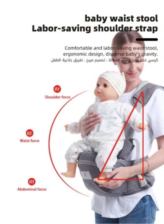 دوكو حامل مقعد الورك للطفل مع حقيبة تخزين، مقعد خصر للأطفال حديثي الولادة إلى الأطفال الصغار، مقعد خصر مريح للرضع مع حزام حزام قابل للتعديل بجيب بإبزيم تخزين داخلي ناعم قاعدة ناعمة ضخمة - Image 4