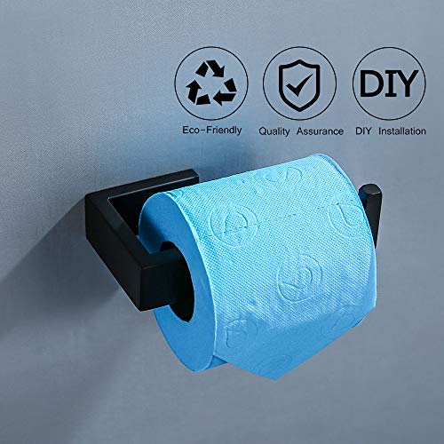 TNOMS 4 Pieces Bathroom Hardware Accessories Set Black Towel Bar Towel Holder Robe Hook Toilet Paper Holder Stainless Steel,Q8-P4BK - Image 4