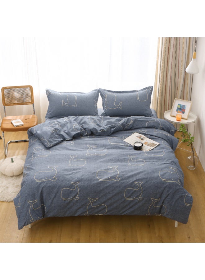 Autumn And Winter Quilt Cover Single Piece. M/. M Student Dormitory Single Quilt Double Army-Color:Little Whale-Specifications: 160x210cm Quilt Cover - Image 1