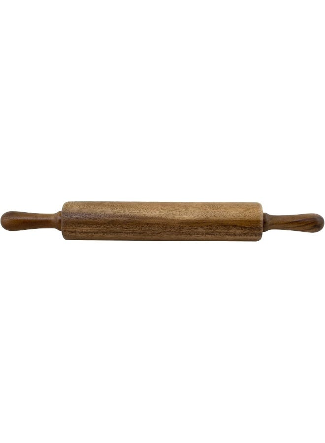 Billi Classic Wooden Revolving Rolling Pin 23cm - Acacia Wood Dough Roller with Handles for Baking Pasta Pizza Fondant Cookie Noodles Bread - Image 1