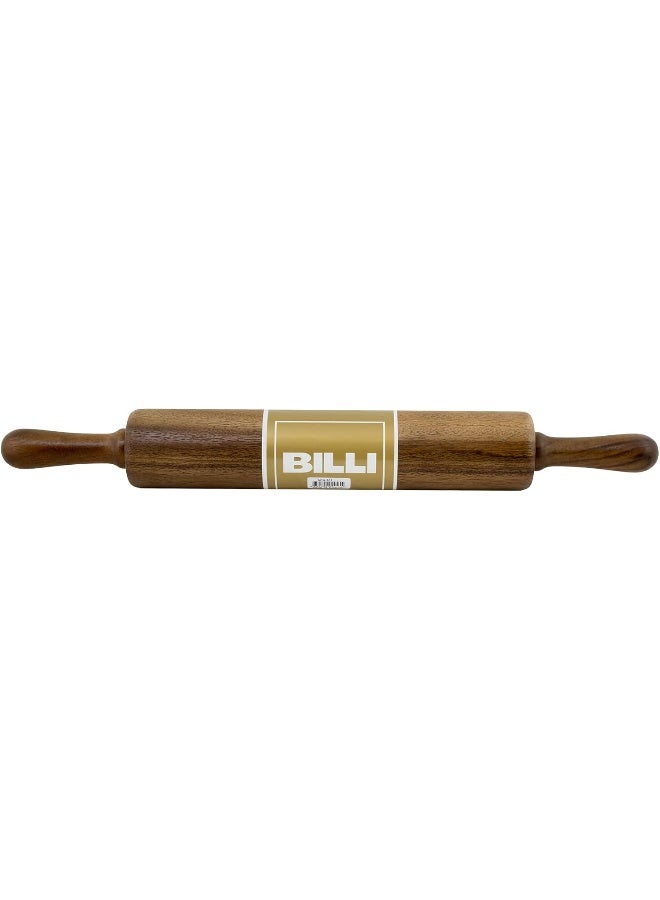 Billi Classic Wooden Revolving Rolling Pin 23cm - Acacia Wood Dough Roller with Handles for Baking Pasta Pizza Fondant Cookie Noodles Bread - Image 3