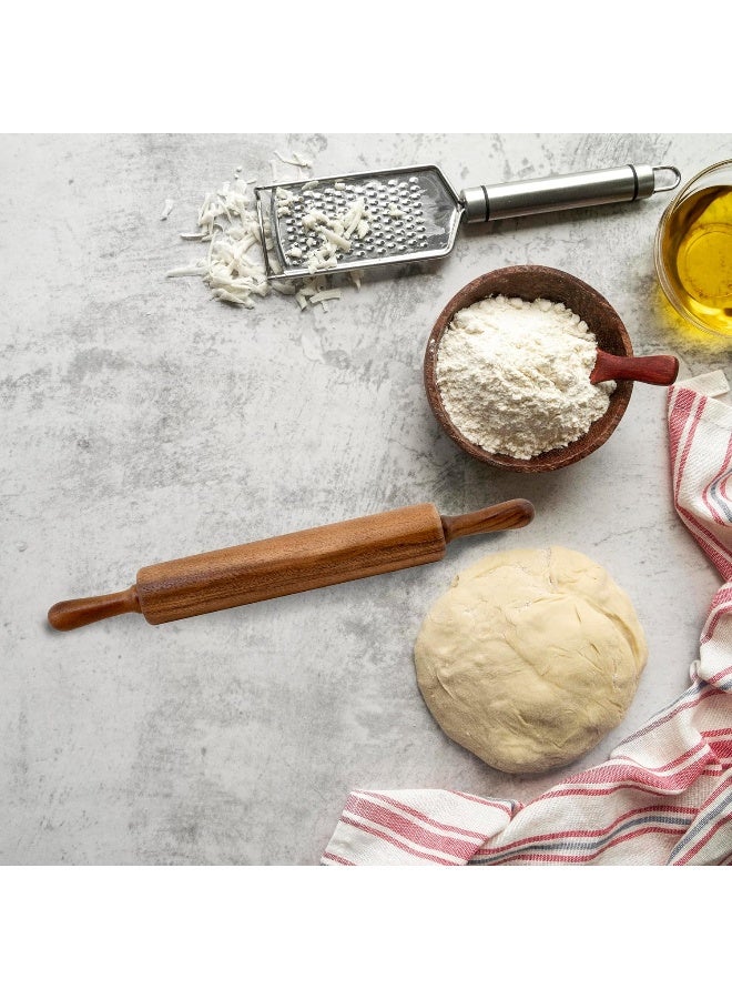 Billi Classic Wooden Revolving Rolling Pin 23cm - Acacia Wood Dough Roller with Handles for Baking Pasta Pizza Fondant Cookie Noodles Bread - Image 5