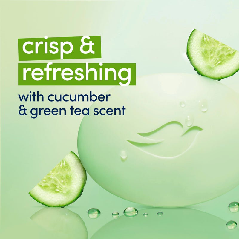 Dove Beauty Bar Soap Cool Moisture Cucumber & Green Tea Scent, 6 Bars for Refreshed Skin, Leaves Skin Refreshed 3.75 oz - Image 5