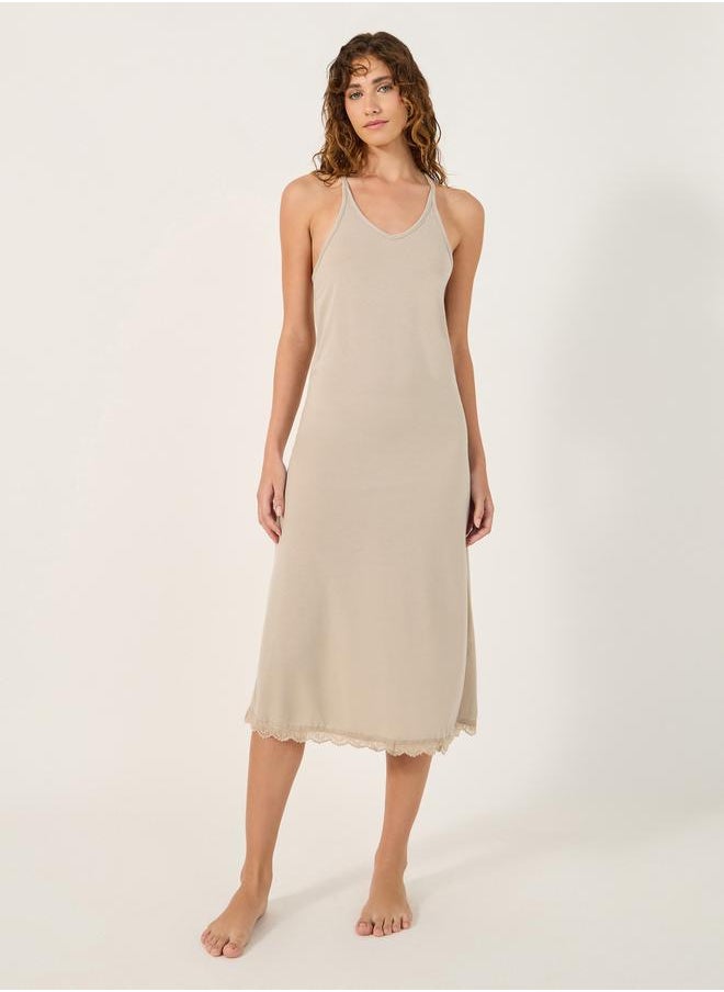 Styli - T LACE RACERBACK SLIPDRESS-MIDI - Image 1