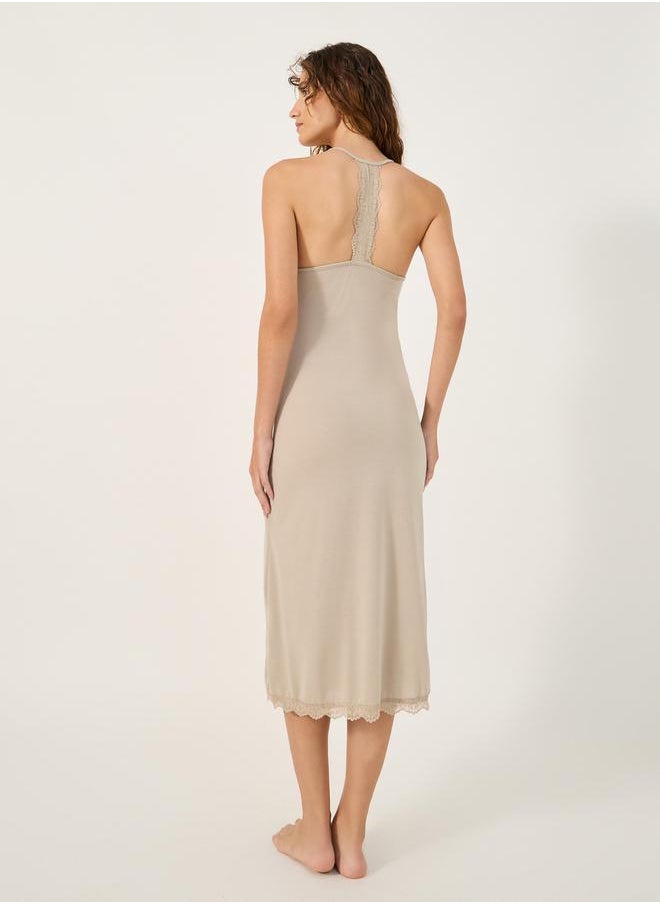 Styli - T LACE RACERBACK SLIPDRESS-MIDI - Image 1