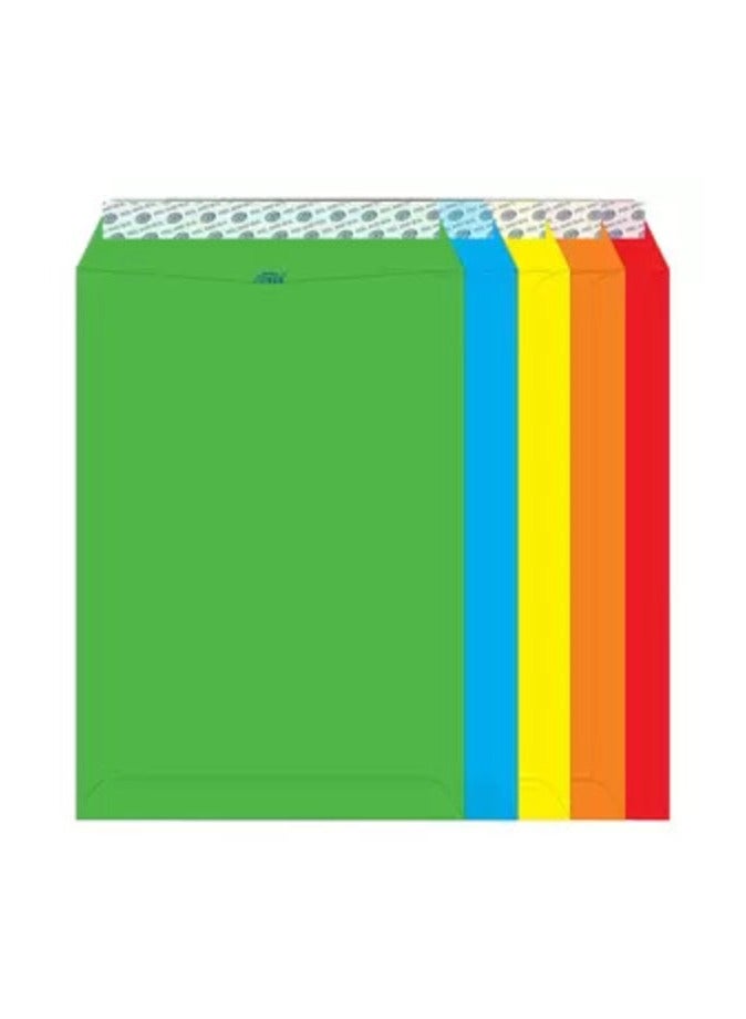 FIS Color Envelopes Peel & Seal, Pastel Colors, Pack of 50 Pcs. 5 Asst Color, C4 (324 x 229 mm)