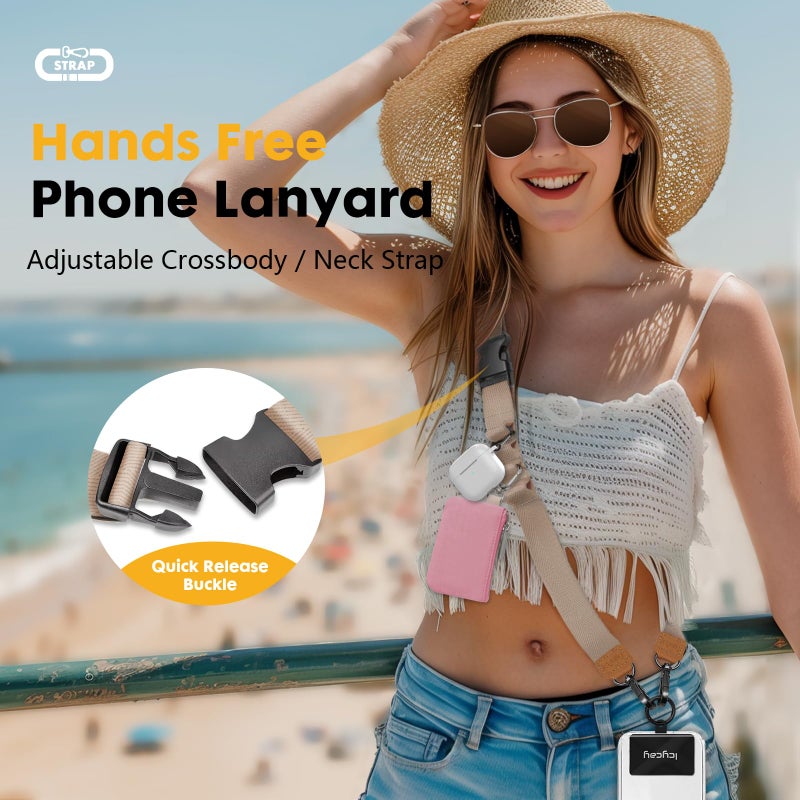 Icycay Phone Lanyard Crossbody, Champagne Gold Cell Phone Strap for Around The Neck Adjustable, Anti Theft Cute Lanyard for ID Holder Keys Accessories Travel Essential - Image 2