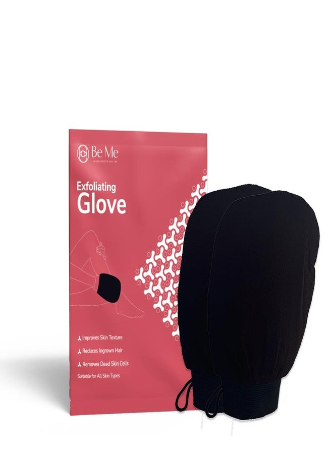 Beme Be Me Exfoliating Glove | Deep Exfoliation & Gentle Scrub | Loofah For Men & Women | Removes Dead Skin & Impurities | Reusable & Quick-Drying for All Skin Types - Black (Pack of 2) - Image 1