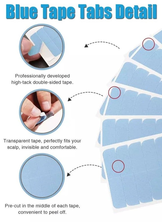 Ritzkart Extension Strips - Double-Sided Adhesive Wig Tabs Human Toupee & Beard Blue Strips for Hair Extensions 12 Replacement Tabs per Sheet Strong Hold Hair (5 SHEET / 60 PC) - Image 4