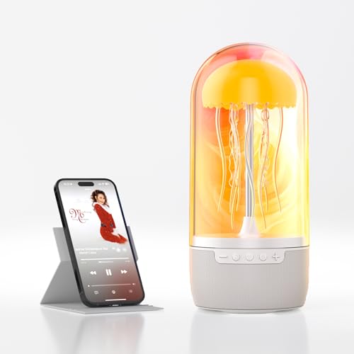 DRSYXCS Jellyfish Bluetooth Speaker Lamp for Kids Teens Adults, Color Changing LED Night Light with 7 Dynamic Modes, Portable Wireless Audio, Cute Desk Decor & Unique Mood Light (Orange) - Image 1