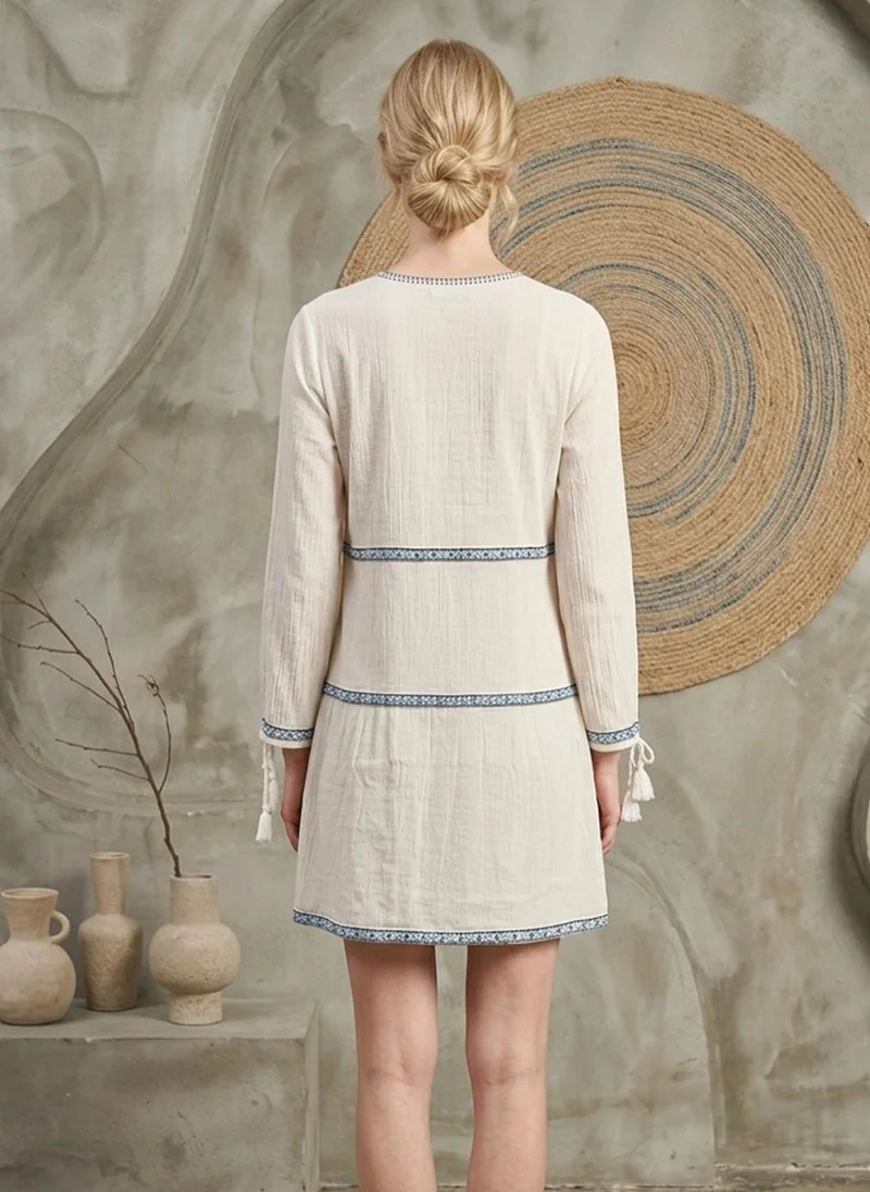 Alaya Women Embroidered  Crepe Cotton Midi Dress -AL3715
