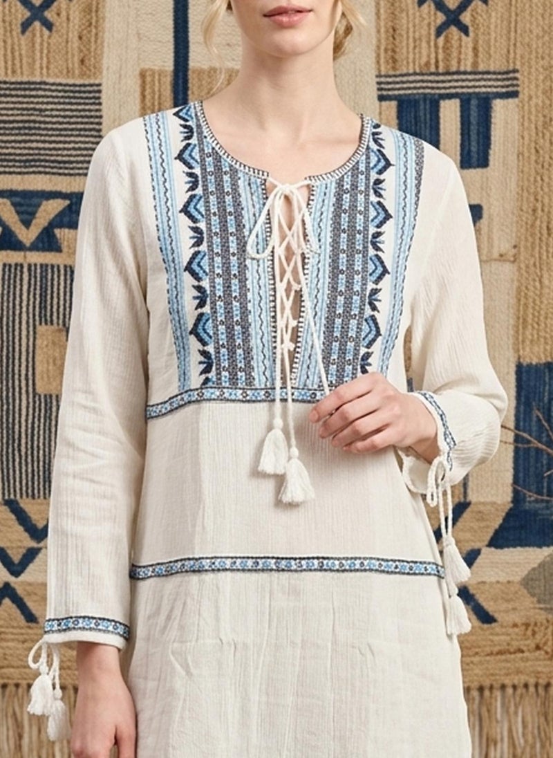 Alaya Women Embroidered  Crepe Cotton Midi Dress -AL3715 - Image 4